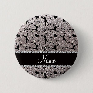 Bóton Redondo 5.08cm Nome personalizado: clichê com brilho de prata