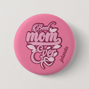 Bóton Redondo 5.08cm Nome Personalizado "Melhor Mãe do Mundo"