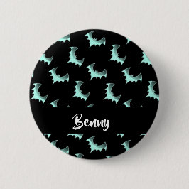 Bóton Redondo 5.08cm Nome personalizado morcegos azuis