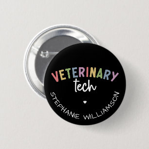 Bóton Redondo 5.08cm Nome Personalizado técnico veterinário Vet Techn