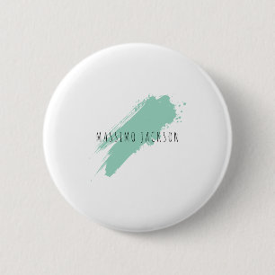 Bóton Redondo 5.08cm Nome Próprio Decorativo Chic Simples Azul Branco