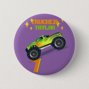 Bóton Redondo 5.08cm NOMES DO Aniversário de criança DO MONSTER TRUCK