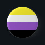 Bóton Redondo 5.08cm Non Binary Pride<br><div class="desc">The non-binary flag was created in 2014 by activist Kye Rowan. Each stripe color represents different types of non-binary identities: Yellow for people who identify outside of the gender binary, white for nonbinary people with multiple genders, purple for those with a mixture of both male and female genders, and black...</div>