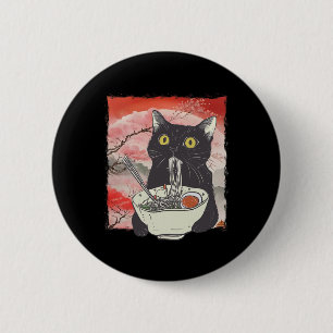 Bóton Redondo 5.08cm Noodais Engraçados De Gato Japonês Retro