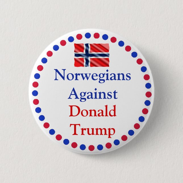 Bóton Redondo 5.08cm Noruegueses contra Donald Trump Button (Frente)