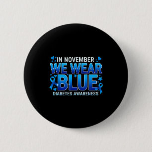 Bóton Redondo 5.08cm Nós Novembro Fita Azul Conscientização Diabetes