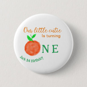 Bóton Redondo 5.08cm Nossa pequena fruta de citros laranja de aniversár