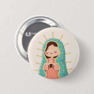 Bóton Redondo 5.08cm Nossa Senhora de Guadalupe Estilo Kawaii