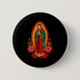 Bóton Redondo 5.08cm Nossa Senhora Virgen De Guadalupe Santa Virgem Mar