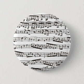 Bóton Redondo 5.08cm Notas musicais preto e branco