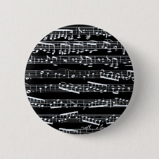 Bóton Redondo 5.08cm Notas preto e branco da música
