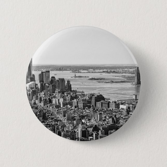 Bóton Redondo 5.08cm Nova Iorque Branco preto - Skyline (Frente)