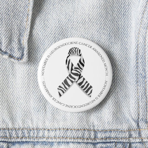 Bóton Redondo 5.08cm Novembro é o Mês do Câncer Neuroendócrino Zebra