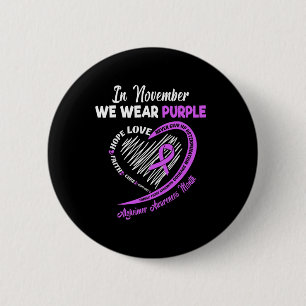 Bóton Redondo 5.08cm Novembro Usamos Laço Roxo Alzheimerheimer Ava