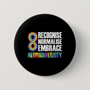 Bóton Redondo 5.08cm Novidade Neurodiversidade Rainbow Infinity Autism