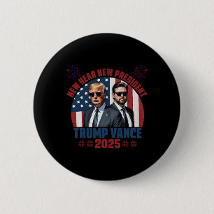 Bóton Redondo 5.08cm Novo Ano Novo Presidente Trump Vance Presidente Fe