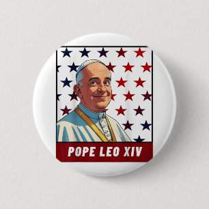 Bóton Redondo 5.08cm Novo Papa Leo Xiv Robert American Flag