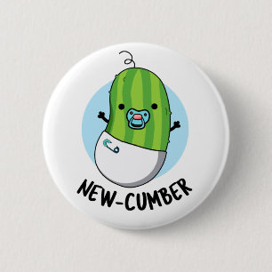 Bóton Redondo 5.08cm Novo pepino Engraçado, Veggie Cucumber
