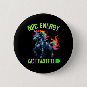 Bóton Redondo 5.08cm Npc Energia Ativada Estética Divertida Gamer Rgb P