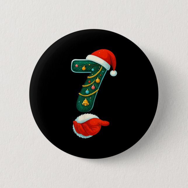 Bóton Redondo 5.08cm Number 7 6 Meme 67 Couple Pajamas Christmas Matchi (Frente)