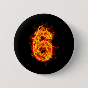 Bóton Redondo 5.08cm Número 6 Fire Ice Número Seis Sete Meme 67 Alpha S
