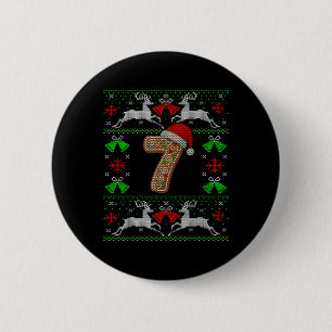 Bóton Redondo 5.08cm Número 7 67 Meme Camisola de Natal Feia Engraçada