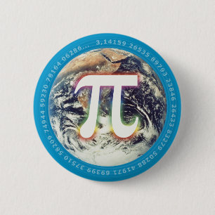 Bóton Redondo 5.08cm Número de Pi na Terra - Botão Matemática