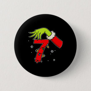 Bóton Redondo 5.08cm Número Divertido 7 Natal 67 Seis Sete Meme Xmas Ho