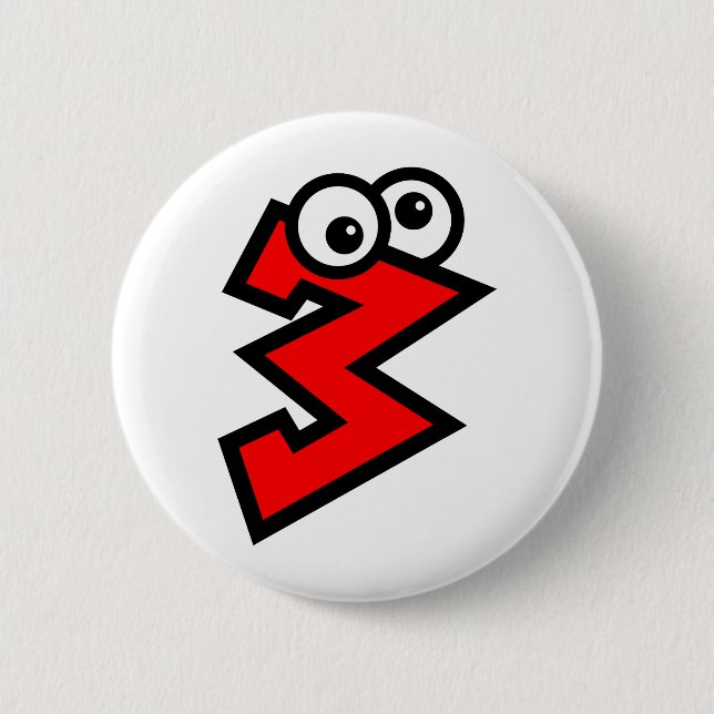 Bóton Redondo 5.08cm Número três (Frente)