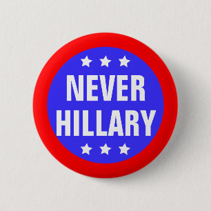 Bóton Redondo 5.08cm NUNCA HILLARY para o presidente 2016