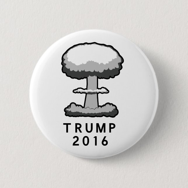 Bóton Redondo 5.08cm Nuvem de Cogumelo Nuclear Trump 2016 (Frente)