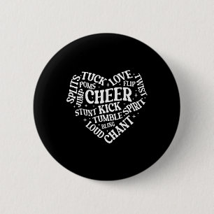 Bóton Redondo 5.08cm Nuvem de Palavras Coração Cheerleading Tuck Amor S