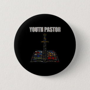 Bóton Redondo 5.08cm Nuvem de Palavras de Ministro Cristão Pastor Jovem