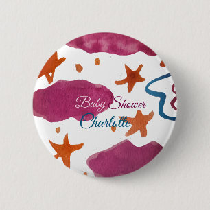 Bóton Redondo 5.08cm Nuvens azuis cor-de-rosa chá de fraldas adicionar 