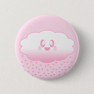 BÓTON REDONDO 5.08CM NUVENS KAWAII CHUVOSO CORAÇÕES AMOR DOCE