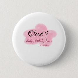 Bóton Redondo 5.08cm Nuvens nove rosa pastel chá de noiva data do nome