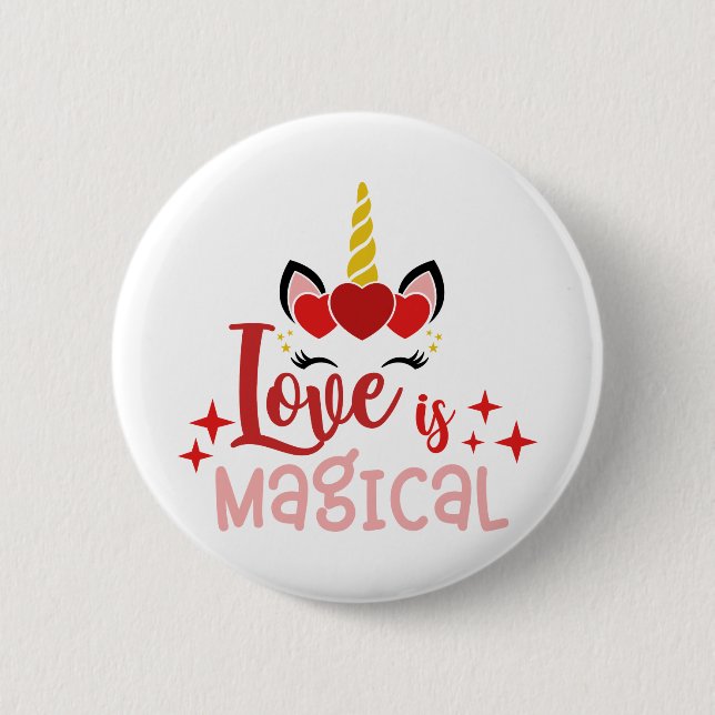 Bóton Redondo 5.08cm O Amor É Um Unicórnio Mágico (Frente)
