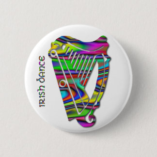 Bóton Redondo 5.08cm O arco-íris irlandês da dança colore a harpa do