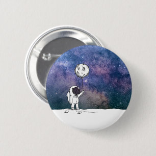 Bóton Redondo 5.08cm O astronauta no espaço com cosmos do balão da lu