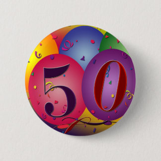 Bóton Redondo 5.08cm O botão grande de 50 aniversários
