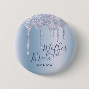 Bóton Redondo 5.08cm O brilho azul esbelto pega a mãe da noiva