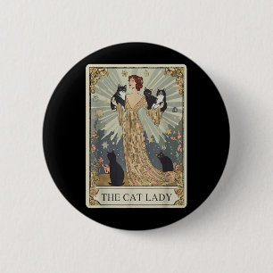 Bóton Redondo 5.08cm O Cartão Tarot da Mulher do Gato Esqueleto Mãe de