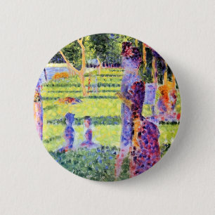 Bóton Redondo 5.08cm O casal por Georges Seurat, Pointillism do vintage
