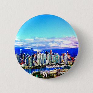 Bóton Redondo 5.08cm o céu da skyline de Vancôver Canadá nubla-se