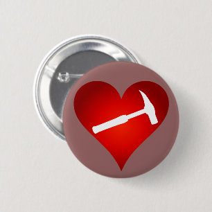 Bóton Redondo 5.08cm O coração do geólogo e o martelo da rocha