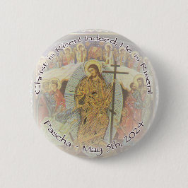 Bóton Redondo 5.08cm O Cristo ortodoxo cristão é Risen ENG 2,25 pol.
