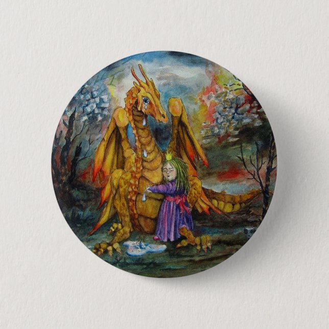 Bóton Redondo 5.08cm O dragão rasga o botão padrão (Frente)
