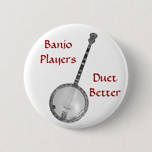 Bóton Redondo 5.08cm O dueto dos jogadores do banjo melhora o botão