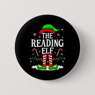 Bóton Redondo 5.08cm O Elfo da Leitura Natal Amante de Livros Engraçado