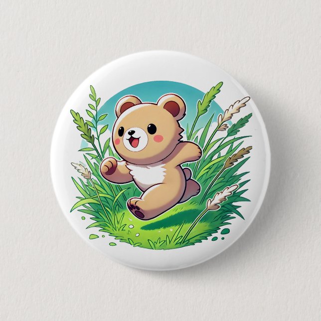 Bóton Redondo 5.08cm O filhote de urso é alegre (Frente)